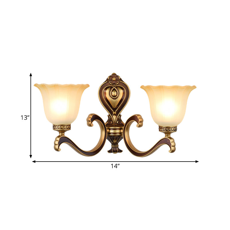 Skørter | Bell Bedroom Top Wall Mounted Lamp Antique Frosted Glass 1/2-Light Brass Wall Lamp Accessories