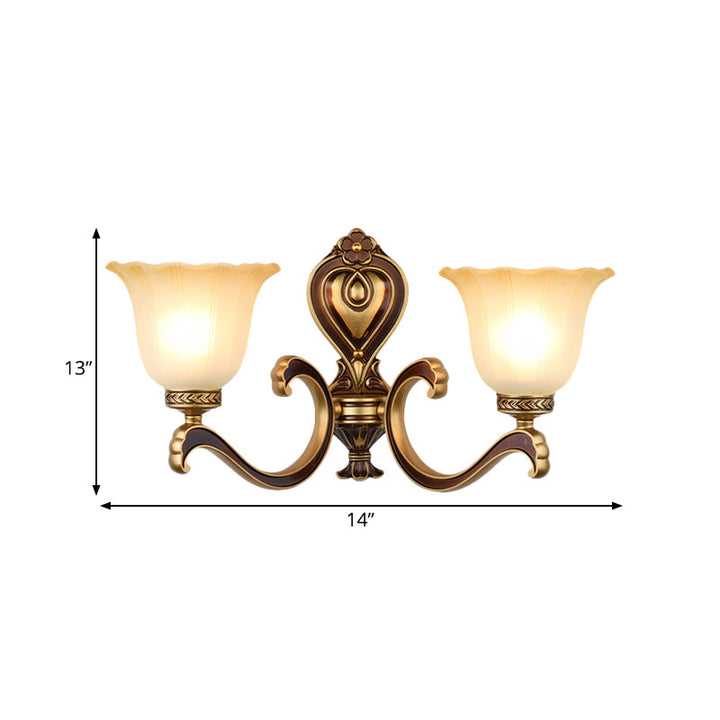 Skørter | Bell Bedroom Top Wall Mounted Lamp Antique Frosted Glass 1/2-Light Brass Wall Lamp Accessories