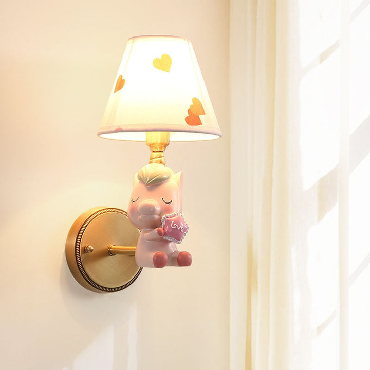 Skørter | Kids Cartoon Pony Metal Wall Light Single-Head Wall Lamp for Bedroom in Pink/Blue