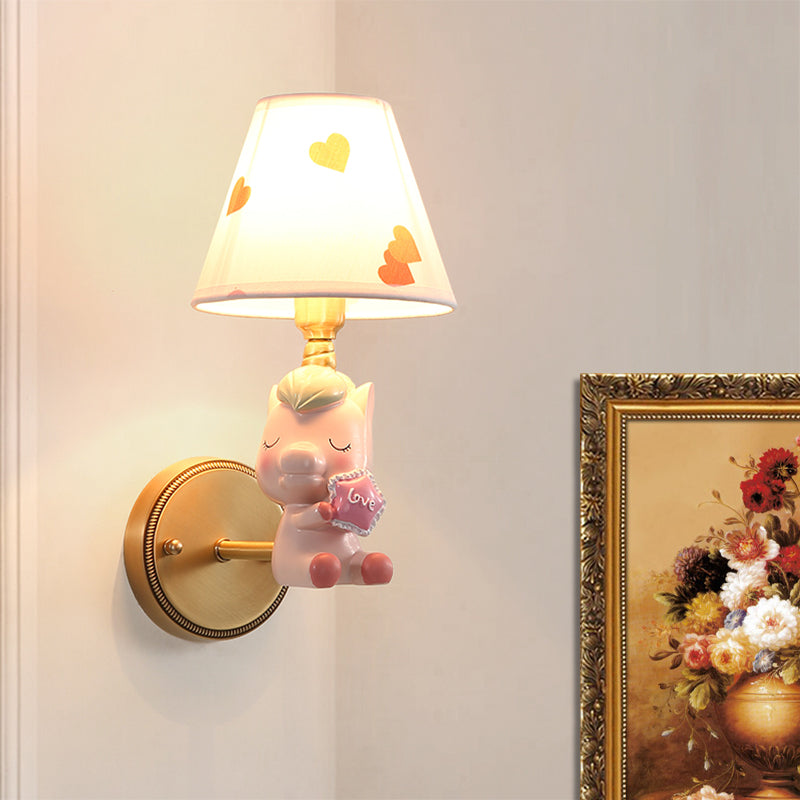 Skørter | Kids Cartoon Pony Metal Wall Light Single-Head Wall Lamp for Bedroom in Pink/Blue