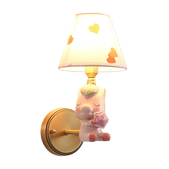 Skørter | Kids Cartoon Pony Metal Wall Light Single-Head Wall Lamp for Bedroom in Pink/Blue