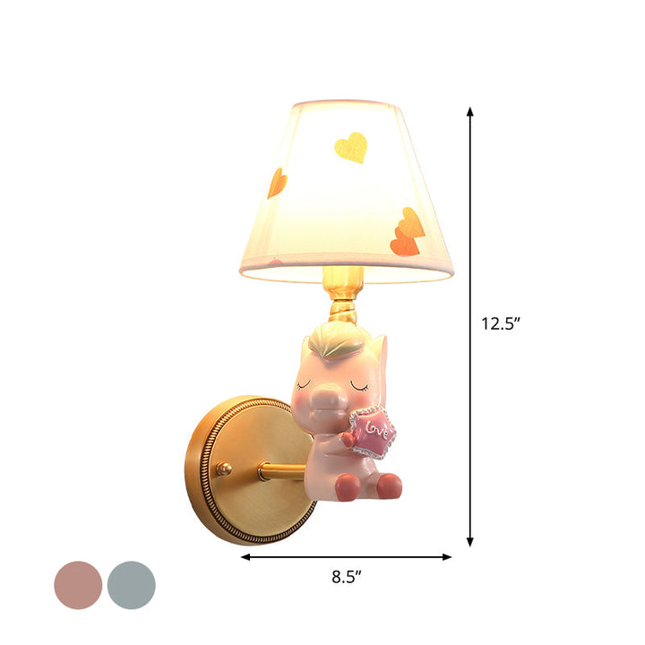 Skørter | Kids Cartoon Pony Metal Wall Light Single-Head Wall Lamp for Bedroom in Pink/Blue