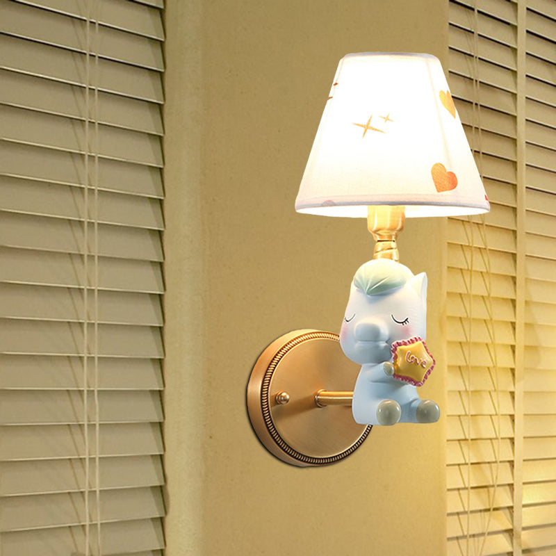 Skørter | Kids Cartoon Pony Metal Wall Light Single-Head Wall Lamp for Bedroom in Pink/Blue