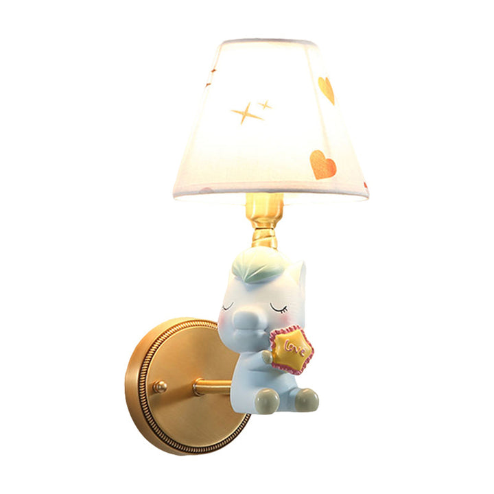 Skørter | Kids Cartoon Pony Metal Wall Light Single-Head Wall Lamp for Bedroom in Pink/Blue