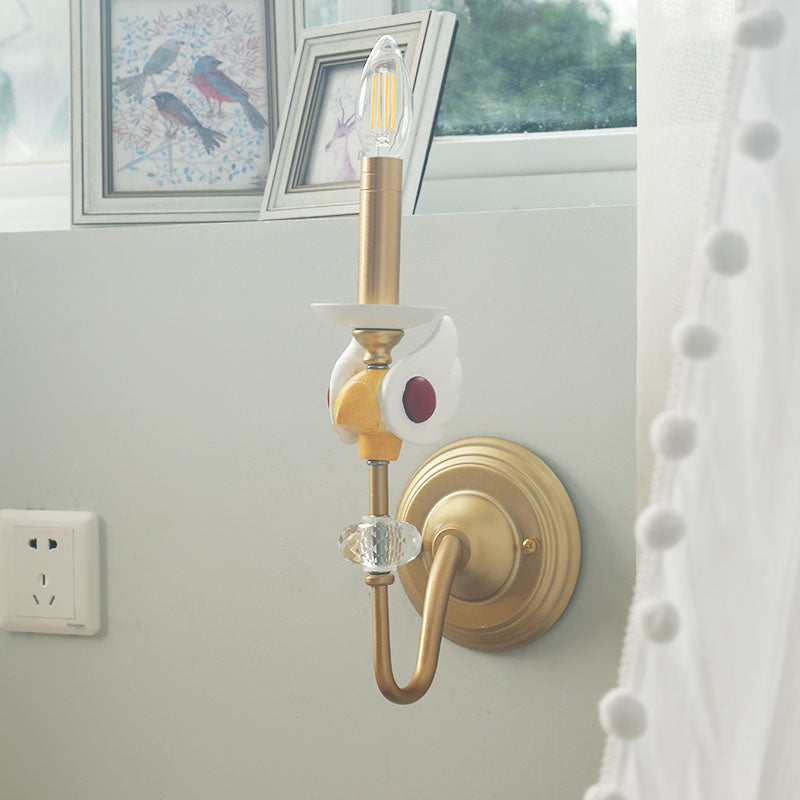 Skørter | Candle Holder Metal Wall Mount Light Kids Single Lamp Gold Wall Lamp Fixture for Bedroom