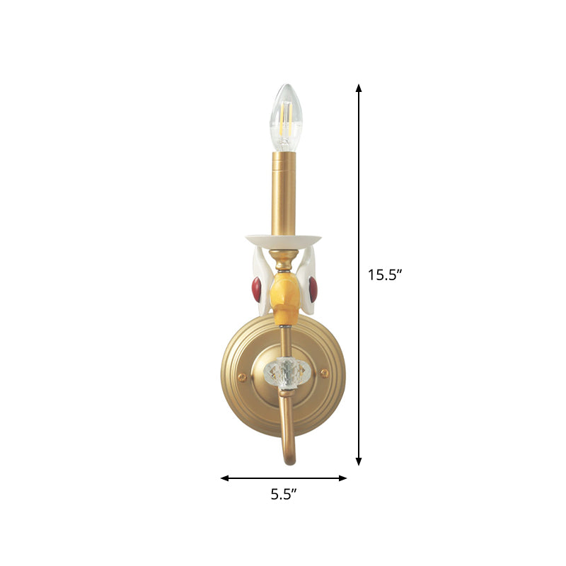 Skørter | Candle Holder Metal Wall Mount Light Kids Single Lamp Gold Wall Lamp Fixture for Bedroom