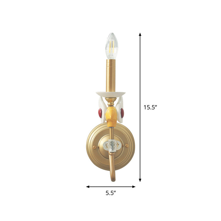 Skørter | Candle Holder Metal Wall Mount Light Kids Single Lamp Gold Wall Lamp Fixture for Bedroom