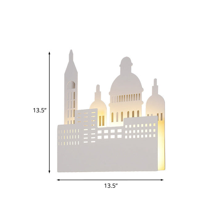 Skørter | Kids 1 Head Wall Lamp with Metal Shade White Castle Wall Light in Warm/White Light