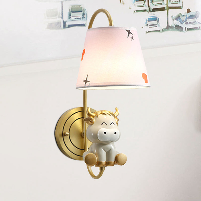 Skørter | Cartoon Chicken/Snake/Ox Decoration Nightstand Wall Mounted Lamp Metal 1 Head Modern Wall Light in Yellow/Blue/Gold