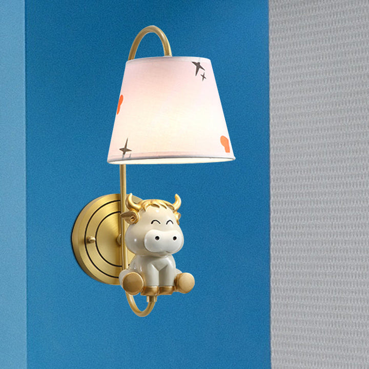 Skørter | Cartoon Chicken/Snake/Ox Decoration Nightstand Wall Mounted Lamp Metal 1 Head Modern Wall Light in Yellow/Blue/Gold