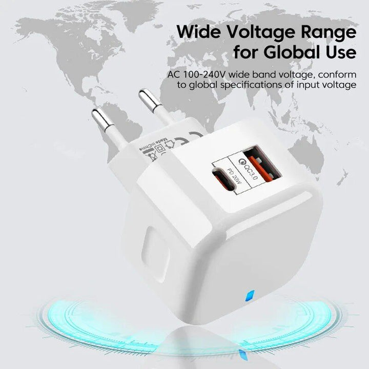 Lisslune | 20W USB-C Fast Charger with Quick Charge 3.0 - Universal Adapter for Mobile Phones