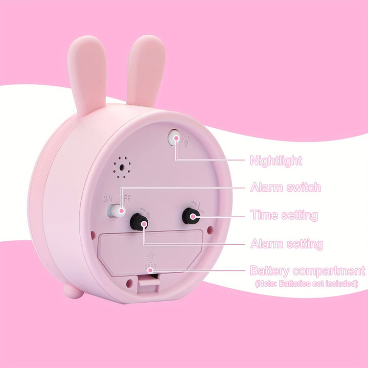 Lisslune | Children's Alarm Clock with Night Light – Quiet, Rabbit Pattern & Compact Design