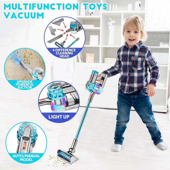 Lisslune | 4-in-1 Kids Vacuum Cleaner | Real Working Toy Vacuum with Lights & Sounds