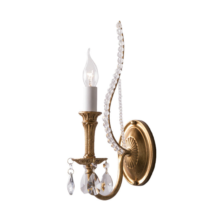 Skørter | Crystal strand candle holder wall lighting Country 1/2-head bedroom wall mount light fixture in gold
