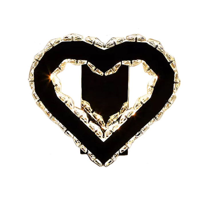 Lisslune | LED Love Heart Wall Lighting Modernism Black Faceted Crystal Wall Lighting Ideas for Bedroom