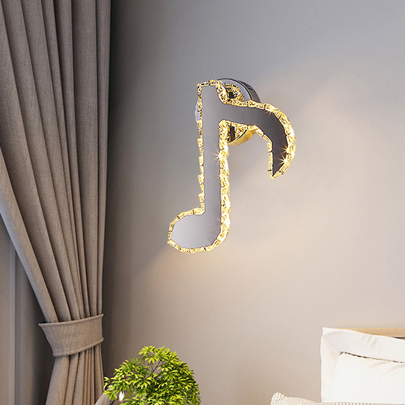 Lisslune | Music Note Crystal Wall Light Wall Lamp Simple Style LED Hall Wall Mounted Lamp in Black