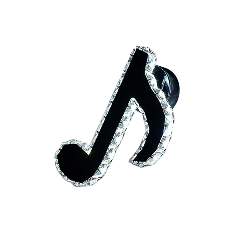 Lisslune | Music Note Crystal Wall Light Wall Lamp Simple Style LED Hall Wall Mounted Lamp in Black