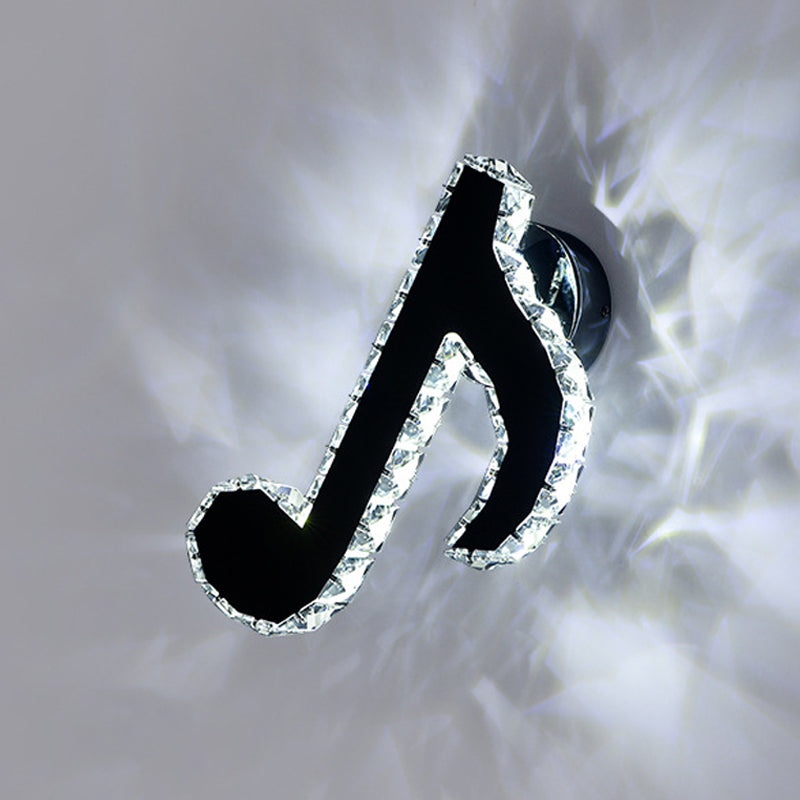 Lisslune | Music Note Crystal Wall Light Wall Lamp Simple Style LED Hall Wall Mounted Lamp in Black