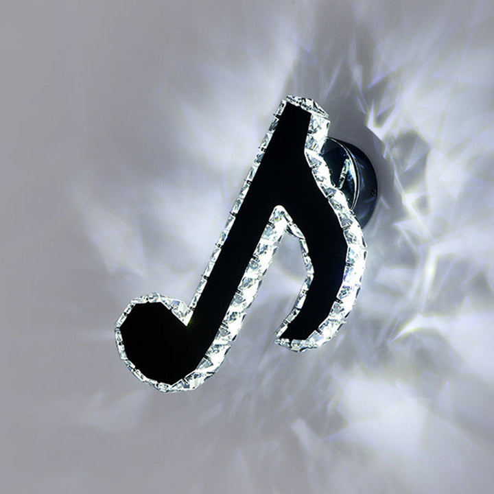 Lisslune | Music Note Crystal Wall Light Wall Lamp Simple Style LED Hall Wall Mounted Lamp in Black