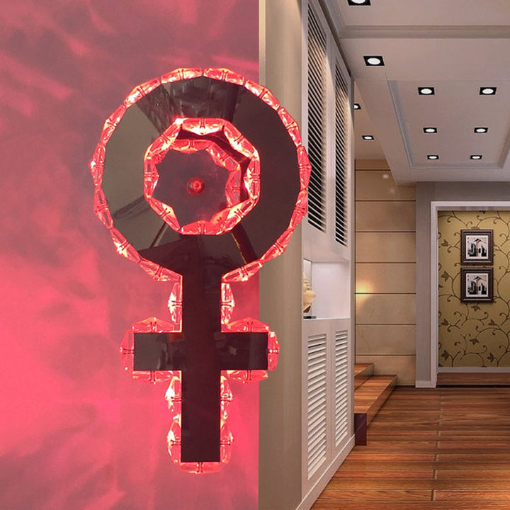 Lisslune | Nickel Girl Logo Wall-Mounted Lighting Modernist Style Hollowed Crystal LED Bedroom Wall Lamp Light
