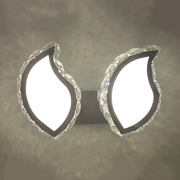 Lisslune | Leaf Bedroom Wall Mounted Lamp Modern Clear Crystal LED Chrome Finish Surface Wall Sconces