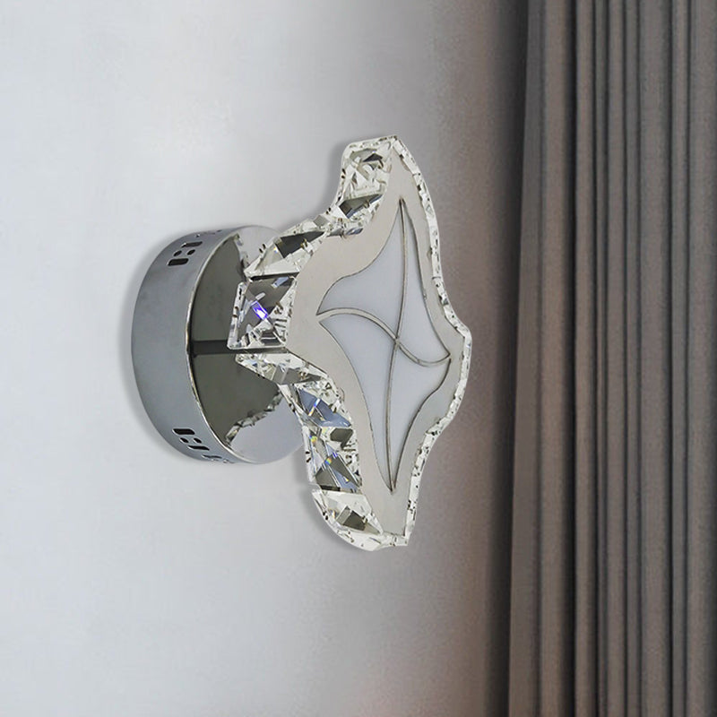 Lisslune | LED Faceted Crystal Wall Lamp Contemporary Chrome Finish Windmill Living Room Wall Light