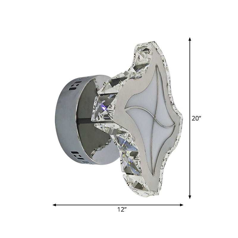 Lisslune | LED Faceted Crystal Wall Lamp Contemporary Chrome Finish Windmill Living Room Wall Light