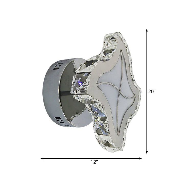Lisslune | LED Faceted Crystal Wall Lamp Contemporary Chrome Finish Windmill Living Room Wall Light