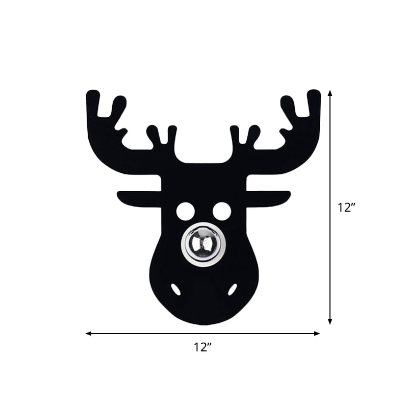 Skørter | Single-Head Bedroom Wall Light Modern Black Wall Lamp with Deer Metal Shade