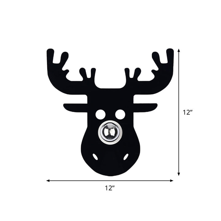 Skørter | Single-Head Bedroom Wall Light Modern Black Wall Lamp with Deer Metal Shade