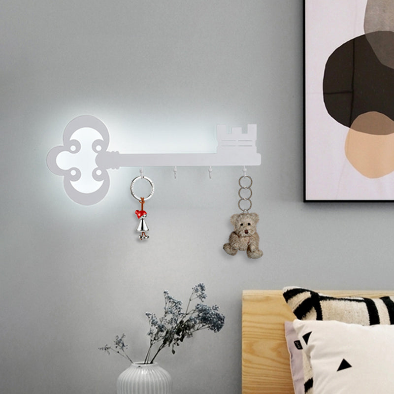 Skørter | Key Bedroom Wall Light Lamp Metal Led Cartoon Wall-Mounted Lighting in Black/White/Pink with Hook