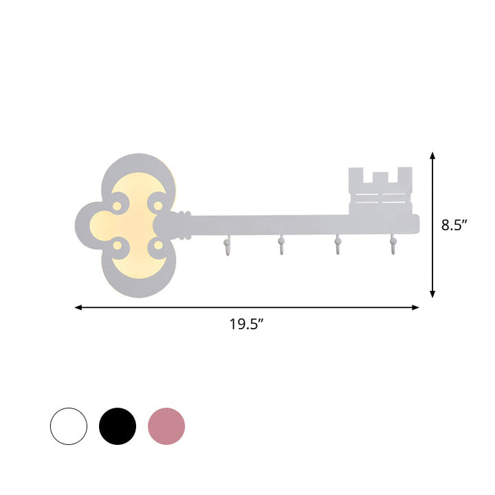 Skørter | Key Bedroom Wall Light Lamp Metal Led Cartoon Wall-Mounted Lighting in Black/White/Pink with Hook