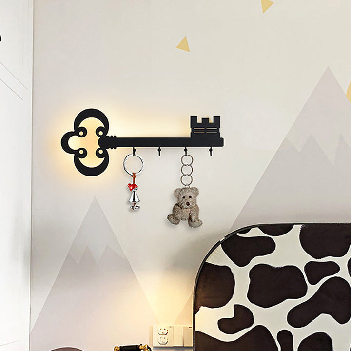 Skørter | Key Bedroom Wall Light Lamp Metal Led Cartoon Wall-Mounted Lighting in Black/White/Pink with Hook