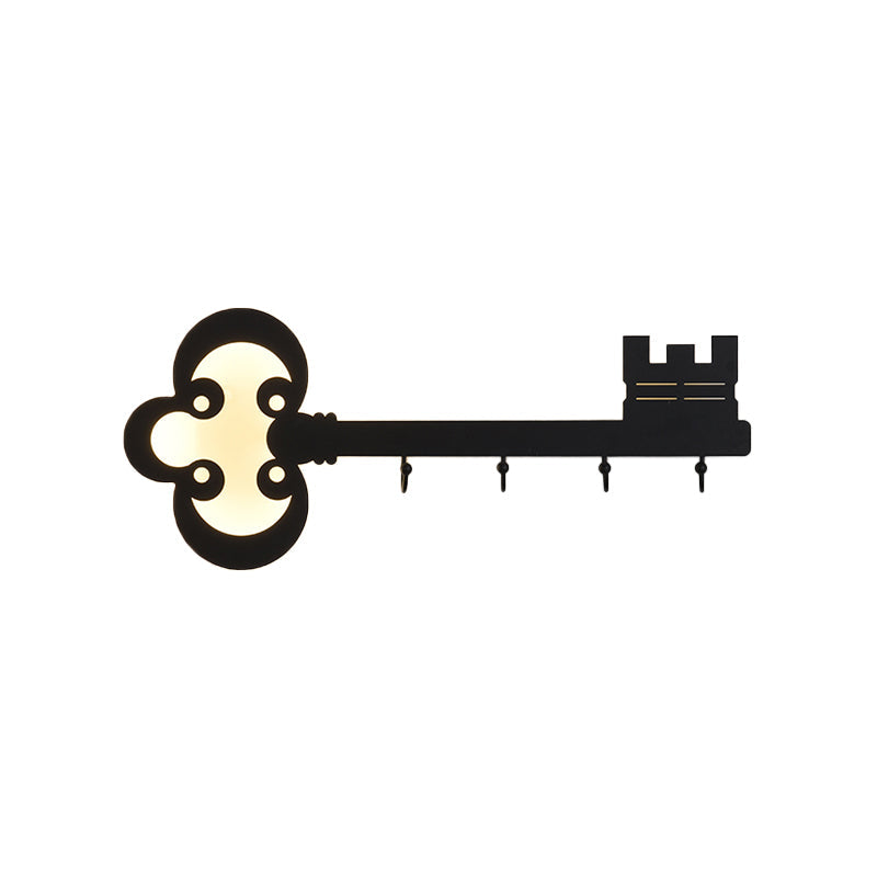 Skørter | Key Bedroom Wall Light Lamp Metal Led Cartoon Wall-Mounted Lighting in Black/White/Pink with Hook