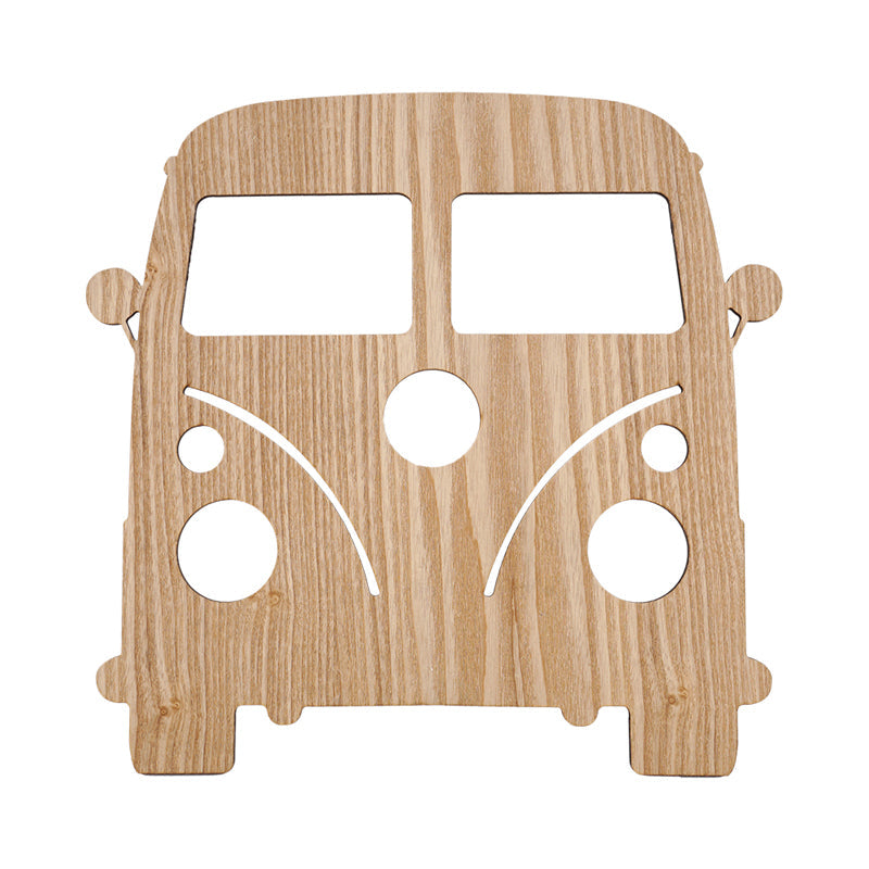 Skørter | Modern LED Wall Lamp with Wooden Shade Beige Car/Pineapple/Cactus Wall Mounted Light for Bedroom