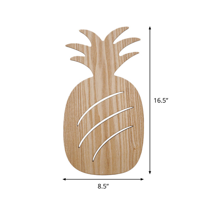Skørter | Modern LED Wall Lamp with Wooden Shade Beige Car/Pineapple/Cactus Wall Mounted Light for Bedroom