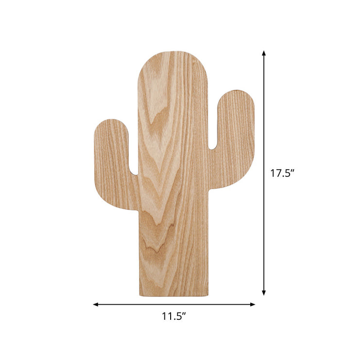 Skørter | Modern LED Wall Lamp with Wooden Shade Beige Car/Pineapple/Cactus Wall Mounted Light for Bedroom