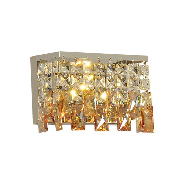 Lisslune | LED Wall Light Contemporary Hall Wall Mounted Fixture with Rectangular Amber Crystal Shade