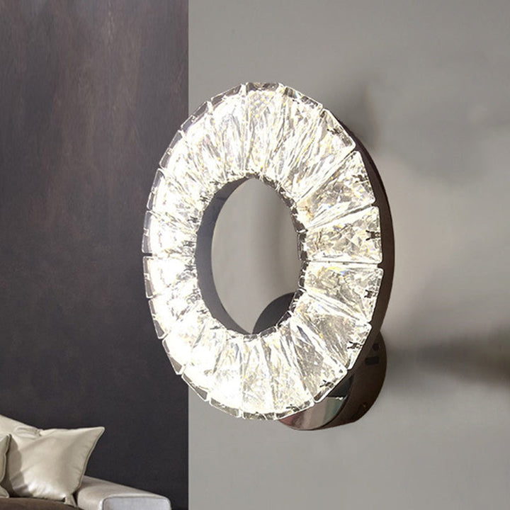 Lisslune | Phase Crystal Chrome Wall Sconces Light Circular LED Modernism Wall Light Fixture