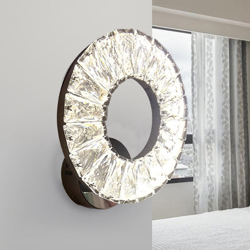 Lisslune | Phase Crystal Chrome Wall Sconces Light Circular LED Modernism Wall Light Fixture
