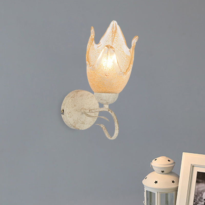 Skørter | White floral wall lamp lighting Tradition Frosted Glass 1 main living room wall lighting