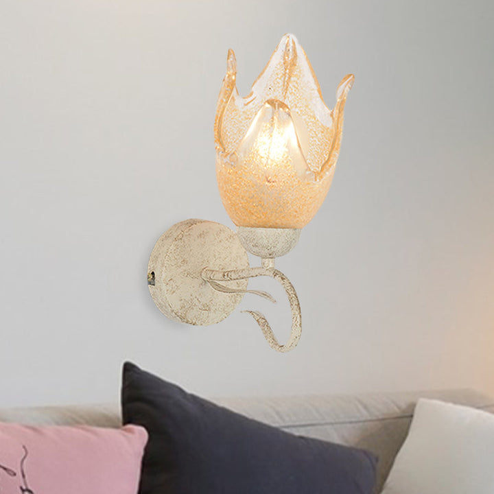 Skørter | White floral wall lamp lighting Tradition Frosted Glass 1 main living room wall lighting