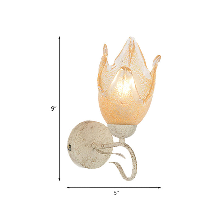 Skørter | White floral wall lamp lighting Tradition Frosted Glass 1 main living room wall lighting