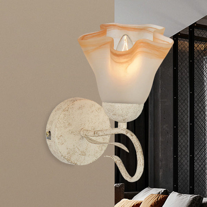 Skørter | White floral wall lamp lighting Tradition Frosted Glass 1 main living room wall lighting