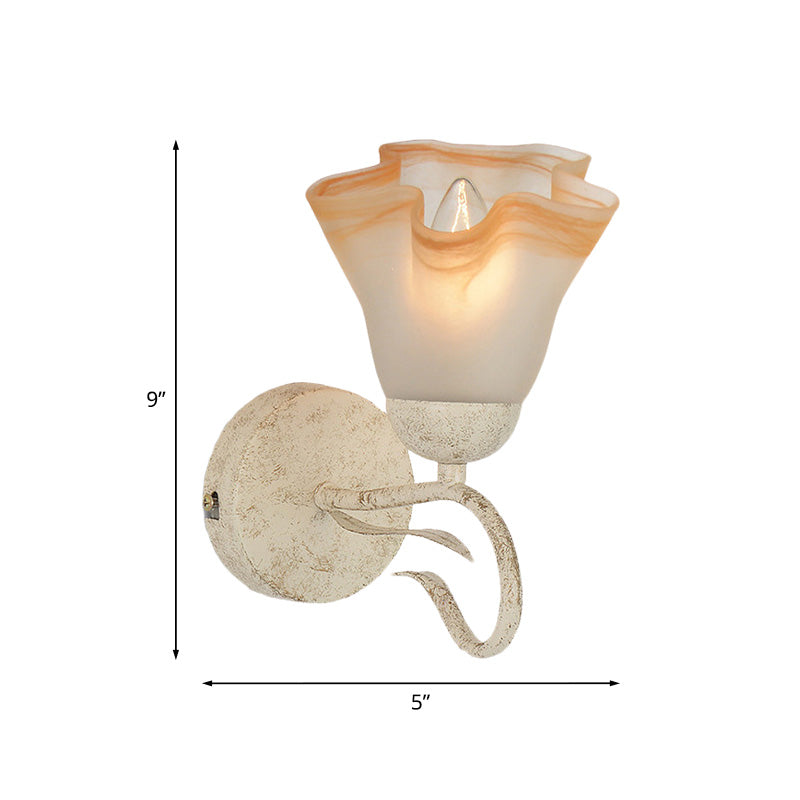 Skørter | White floral wall lamp lighting Tradition Frosted Glass 1 main living room wall lighting