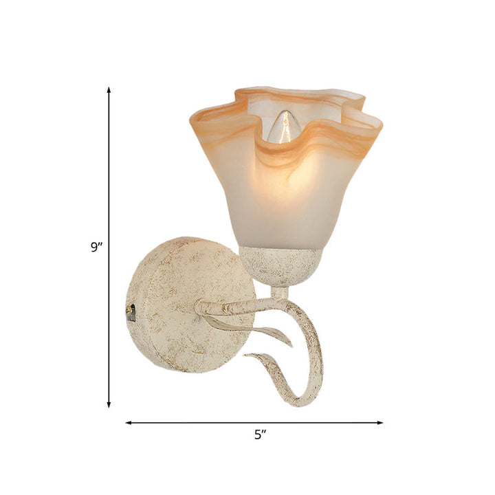Skørter | White floral wall lamp lighting Tradition Frosted Glass 1 main living room wall lighting