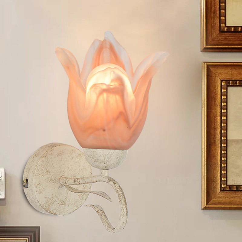Skørter | White floral wall lamp lighting Tradition Frosted Glass 1 main living room wall lighting
