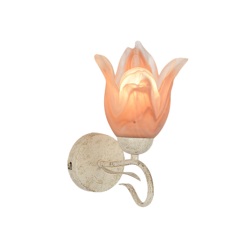 Skørter | White floral wall lamp lighting Tradition Frosted Glass 1 main living room wall lighting