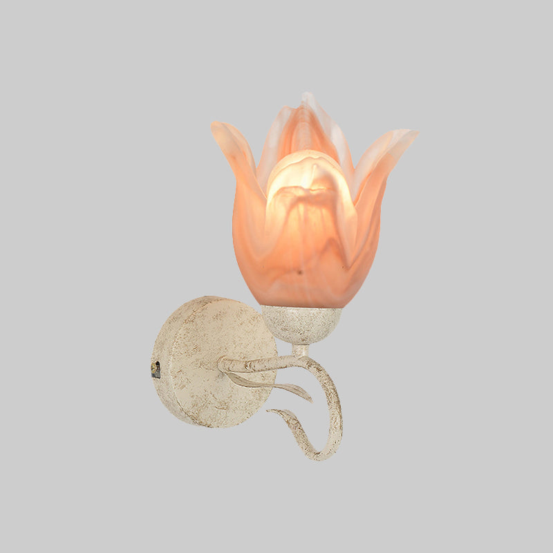 Skørter | White floral wall lamp lighting Tradition Frosted Glass 1 main living room wall lighting