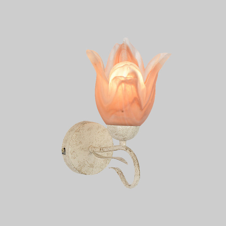 Skørter | White floral wall lamp lighting Tradition Frosted Glass 1 main living room wall lighting